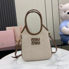 미우미우 MIUMIU 캔버스 가죽 아이비 핸드백 5BA281 MU088