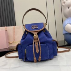미우미우 MIUMIU 캔버스 가죽 스몰백팩 5BZ043 MU098