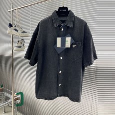 프라다 PRADA 남성 데님 셔츠 반팔 PD12989